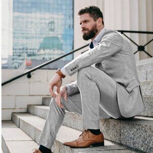 State and Liberty Athletic Fit Stretch Blazer - Lightweight Heathered Grey 40
